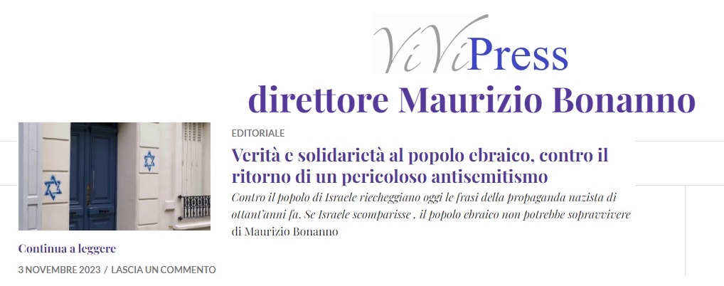 Il "grazie" della Unione delle Comunità Ebraiche Italiane per il nostro editoriale 2 articolo ebrei
