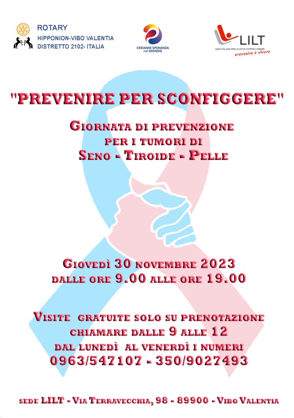 L'impegno sul territorio del Club Rotary Hipponion Vibo Valentia, da domani una nuova panchina 3 locandina prevenzione