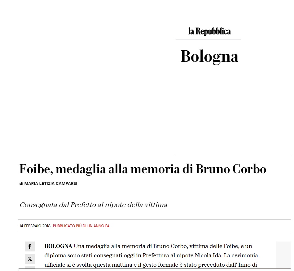 Nel Giorno del Ricordo, la riscoperta di Bruno Corbo di Arena, Guardia di P.S. caduto nelle foibe 6 corbo articolo