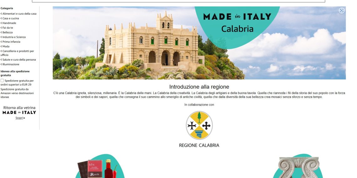 Eccellenze calabresi protagoniste dei Made in Italy Days dal 27 maggio al 2 giugno su Amazon.it