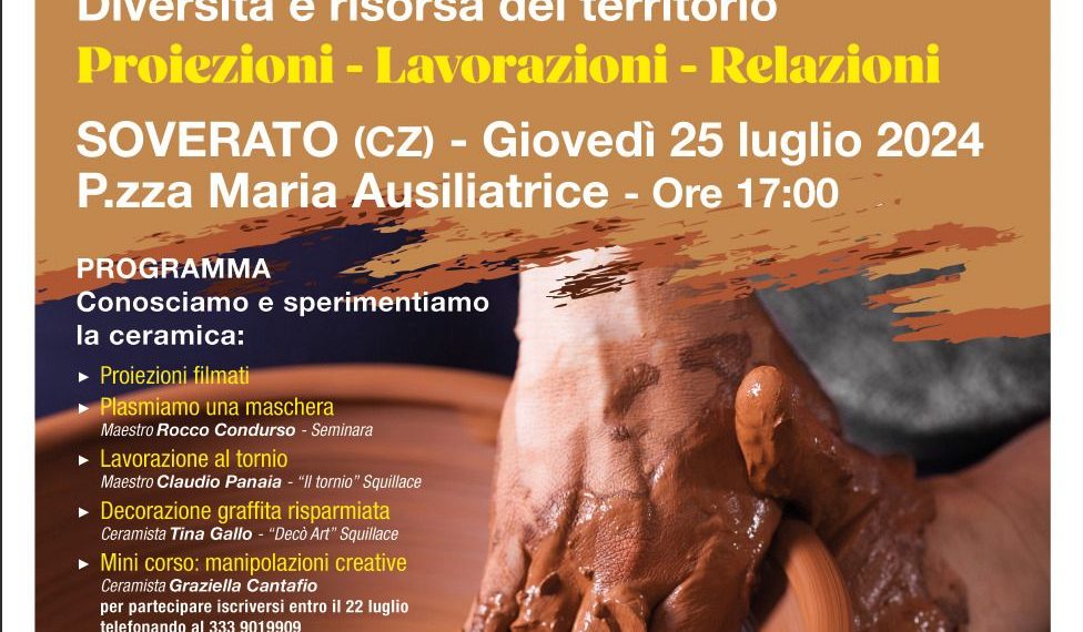 Ceramica calabrese, diversità e risorsa del territorio, in mostra a Soverato tra proiezioni, lavorazione, relazioni