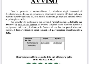 Vibo Valentia, da mezzanotte la disinfestazione del territorio comunale. Le raccomandazioni del Comune: chiudere le finestre