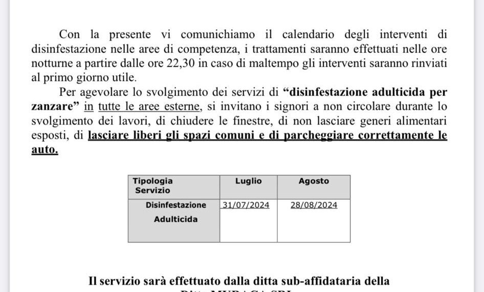 Vibo Valentia, da mezzanotte la disinfestazione del territorio comunale. Le raccomandazioni del Comune: chiudere le finestre