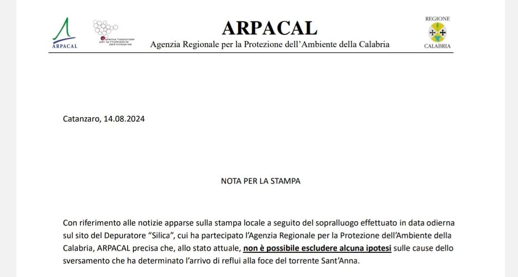 L'incubo di Bivona, l'Arpacal precisa e smentisce i toni rassicuranti del Sindaco Romeo 1 L’incubo di Bivona, l’Arpacal precisa e smentisce i toni rassicuranti del Sindaco Romeo