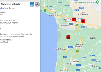 Interrotta la Statale 18 per l’esondazione del fiume Amato