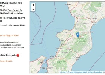Lieve scossa di terremoto nel Vibonese