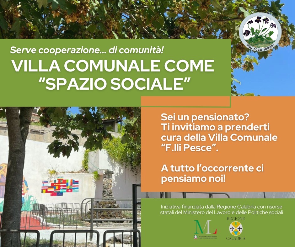 Jonadi: la cura del verde della Villa comunale affidata agli anziani della comunità 3 0d4680f6 780d 4b0f 845b ed8d6ba3f7f8