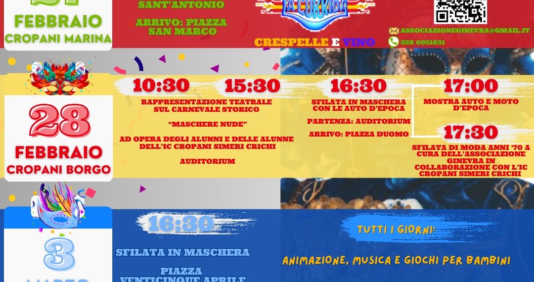 Da oggi il Carnevale Cropanese, in maschera fra cultura e tradizioni 1 Da oggi il Carnevale Cropanese, in maschera fra cultura e tradizioni