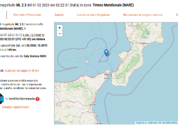Lieve terremoto al largo della coste calabre e siciliane