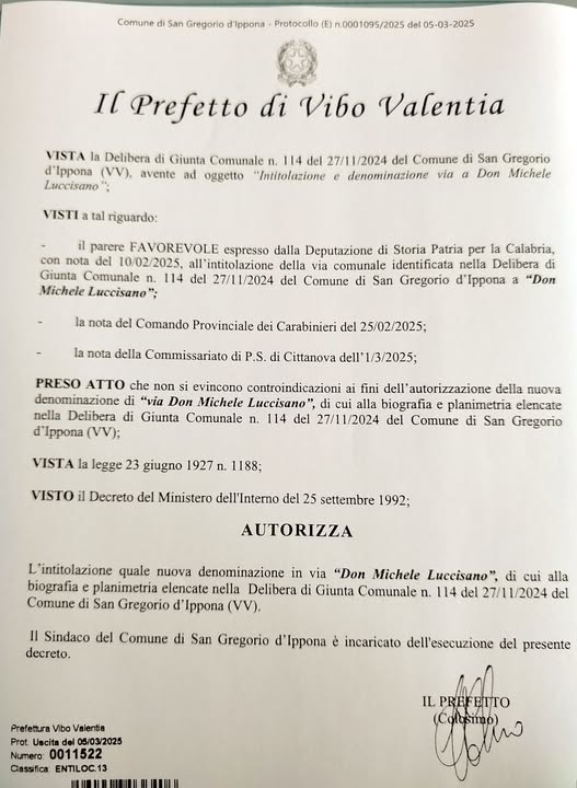 Una via di San Gregorio d'Ippona sarà intitolata a don Michele Luccisano 3 481455791 2969888066524681 2406925673854843165 n