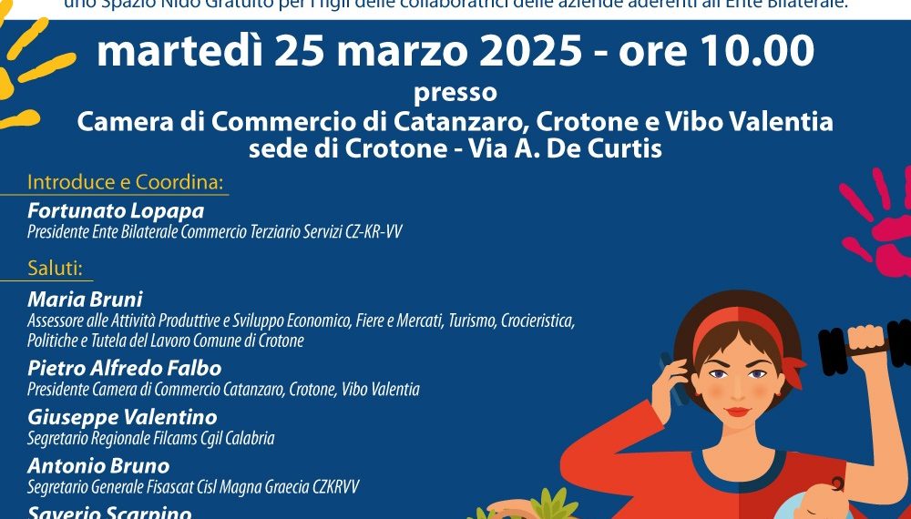 Spazio nido gratuito per le lavoratrici. Il progetto sarà presentato domattina a Crotone 1 Spazio nido gratuito per le lavoratrici. Il progetto sarà presentato domattina a Crotone