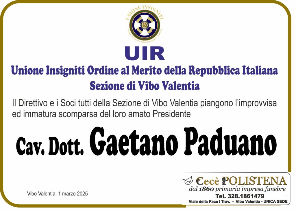 Morto all'improvviso Gaetano Paduano, Presidente dell'UIR, Unione Insigniti al Merito della Repubblica 6 WhatsApp Image 2025 03 01 at 09.12.17