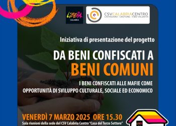 Da beni confiscati a beni comuni, venerdì a Catanzaro la presentazione del progetto realizzato da Libera con il CSV