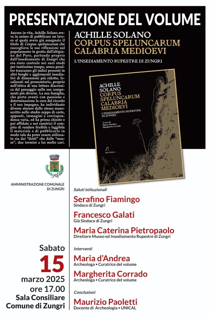 A Zungri la presentazione del volume dedicato allo studioso Achille Solano, lo scopritore del Sito Rupestre 3 WhatsApp Image 2025 03 08 at 12.00.16