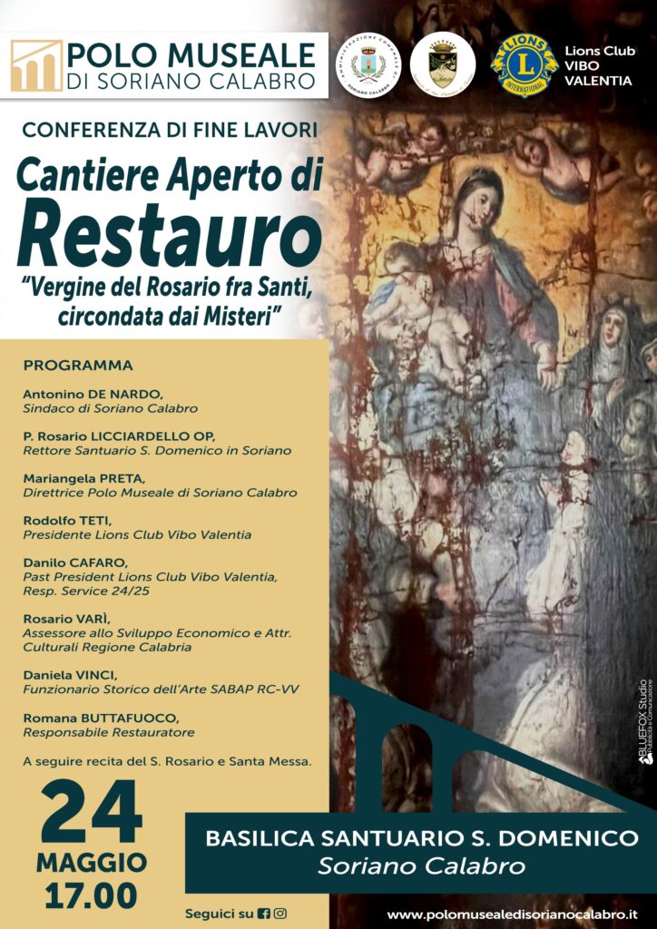 Concluso il restauro della tela secentesca della Madonna del Rosario, custodita a Soriano, finanziato dai Lions 2 WhatsApp Image 2025 05 22 at 11.43.54