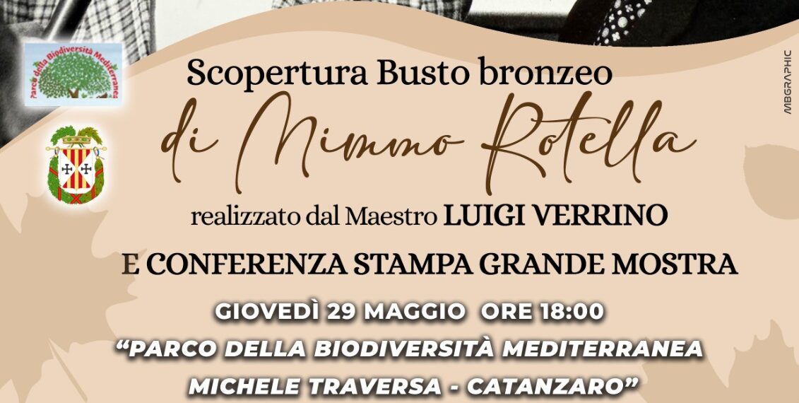Giovedì al Parco della Biodiversità di Catanzaro scopertura del busto bronzeo di Mimmo Rotella
