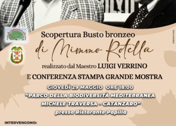 Giovedì al Parco della Biodiversità di Catanzaro scopertura del busto bronzeo di Mimmo Rotella