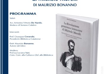 “La rivoluzione generosa e innocente di Michele Morelli” di Maurizio Bonanno al centro di un incontro a Soriano