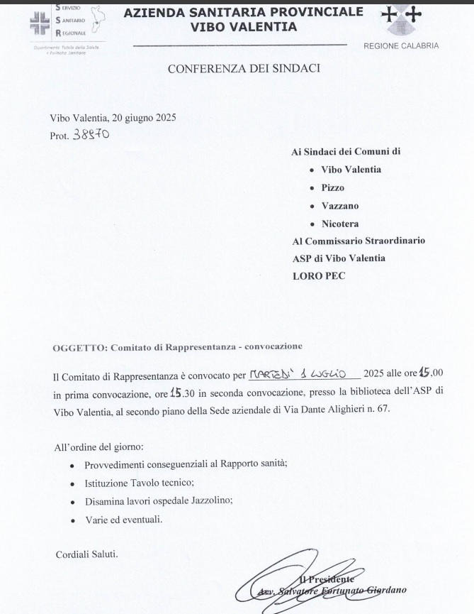 convocazione comitato ristretto