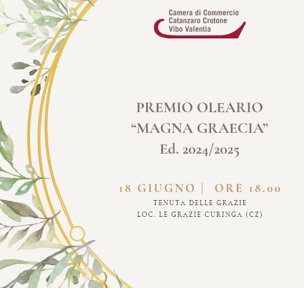 Premio Oleario Magna Graecia edizione 2024-2025, il 18 giugno a Curinga