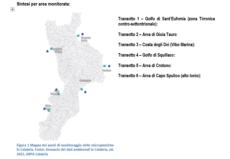 5 giugno, Giornata Mondiale dell’Ambiente: Arpacal presenta i dati sul monitoraggio delle microplastiche in mare 4 sintesi per area monitorata