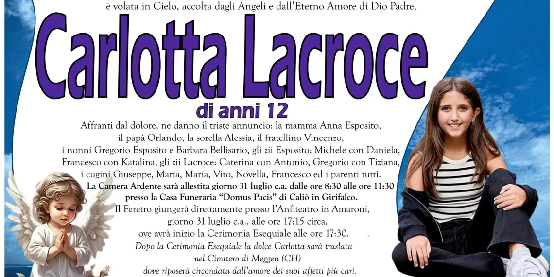 Carlotta Lacroce è morta per dissecazione aortica 1 Carlotta Lacroce è morta per dissecazione aortica