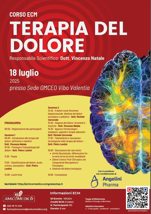 Focus sulla terapia del dolore, a Vibo Valentia un importante appuntamento formativo in ambito sanitario 3 terapia del dolore programma