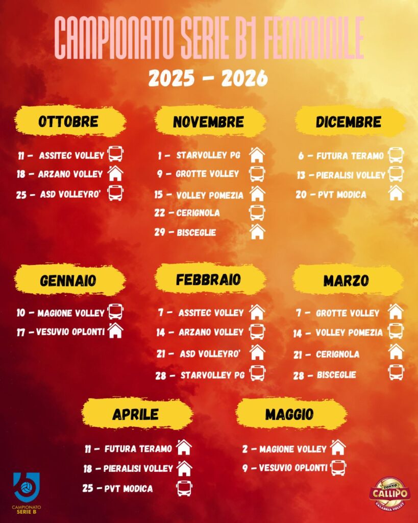 Volley B1 femminile, diramato il calendario. Esordio fuori casa l'11 ottobre per la Tonno Callipo 2 BANNER CALENDARIO B1