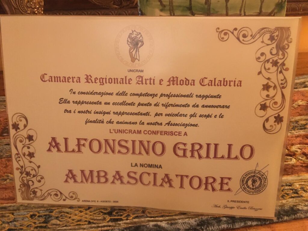 Il Commissario del Parco delle Serre nominato Ambasciatore della Moda calabrese 3 WhatsApp Image 2025 08 12 at 23.05.40