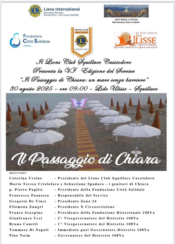 A Squillace l'iniziativa del Lions Club “Il passaggio di Chiara: un mare senza barriere” 3 WhatsApp Image 2025 08 27 at 21.50.51