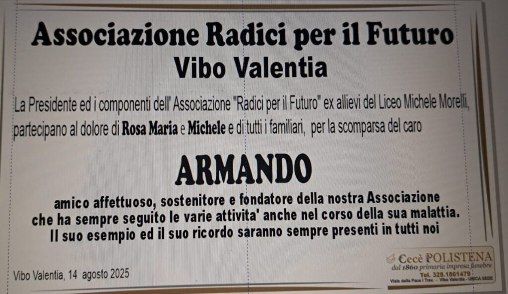 L'ultimo saluto dell'associazione Radici per il Futuro ad uno dei suoi stimati fondatori 3 armandp consoli