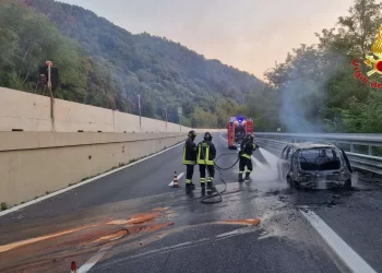 Auto in fiamme sull’autostrada tra Pizzo e S. Onofrio