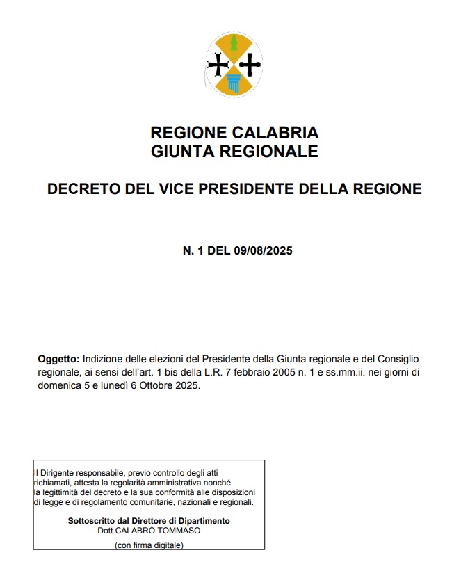 Verso le elezioni regionali, firmato il decreto: si vota il 5 e 6 ottobre 2 decreto elezioni