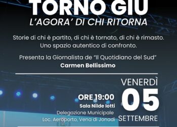 Venerdì a Jonadi la quarta edizione di “Torno giù”: otto giovani raccontano le storie di chi parte e di chi resta