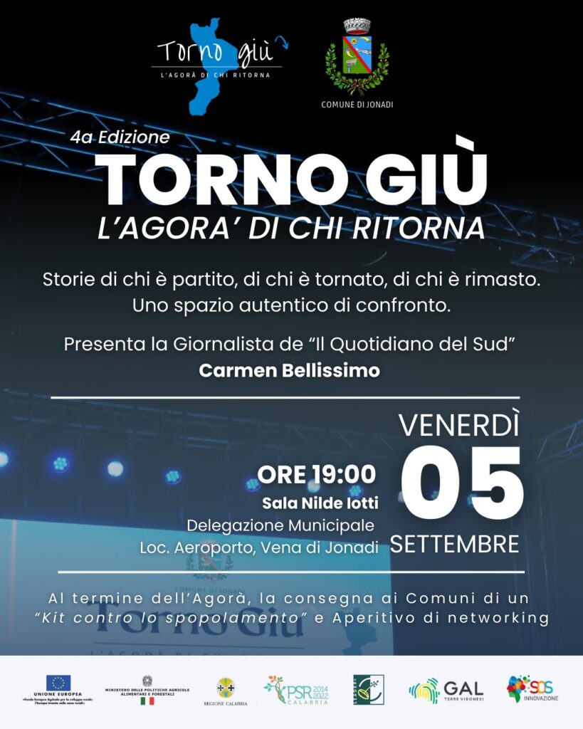 Venerdì a Jonadi la quarta edizione di “Torno giù”: otto giovani raccontano le storie di chi parte e di chi resta 3 1 4