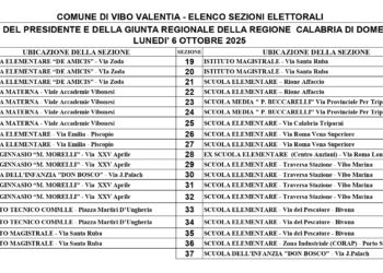 Alcune sezioni elettorali di Vibo Valentia cambiano sede