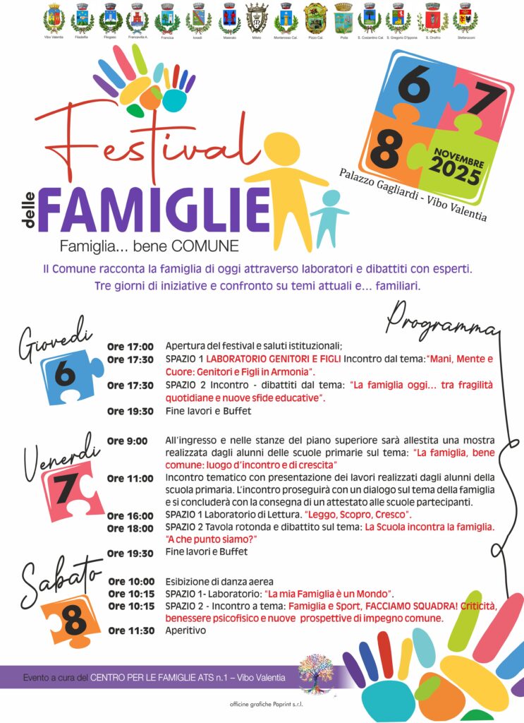 Festival delle famiglie: tre giorni di iniziative e confronto a Vibo Valentia dal 6 all’8 novembre 2 Locandina Festival delle Famiglie