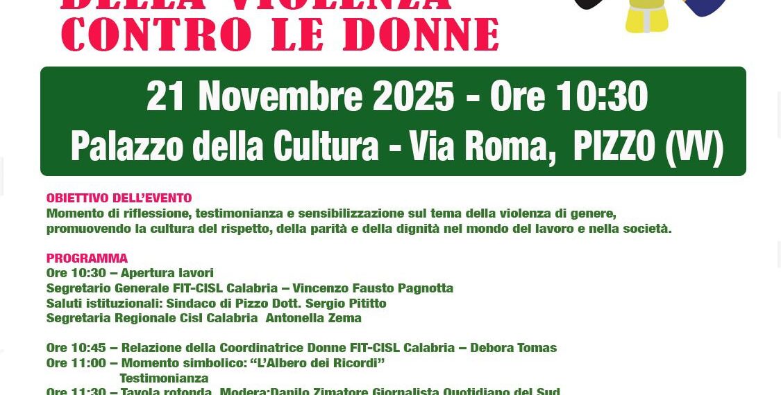 Dibattito a Pizzo sulla Giornata Internazionale per l’Eliminazione della Violenza contro le Donne