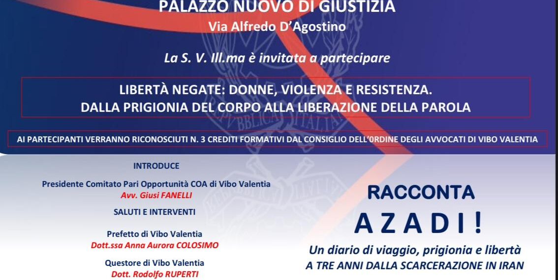 Libertà negate: Donne, Violenza e Resistenza. Se ne parla a Vibo Valentia con Alessia Piperno