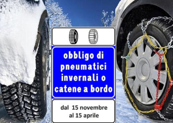 Dal 15 novembre al 15 aprile è in vigore l’obbligo di catene a bordo o pneumatici invernali 
