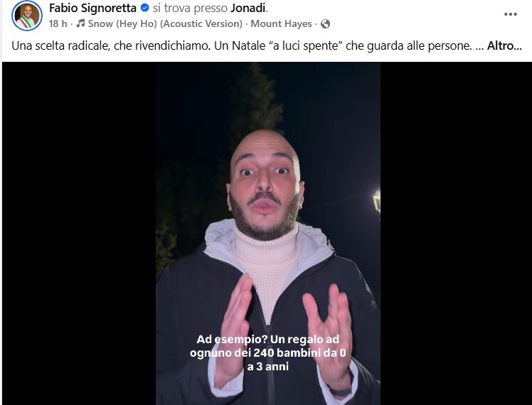 “Natale a luci spente” a Jonadi: dai regali ai nuovi nati fino al trasporto gratuito per gli anziani