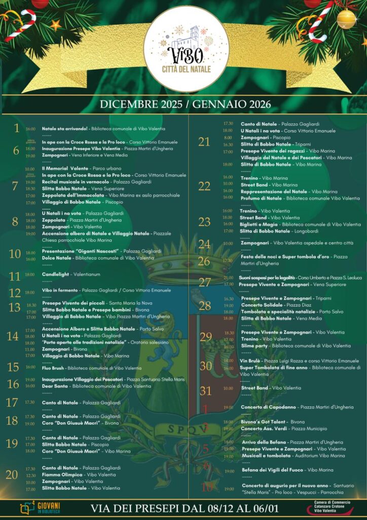Natale a Vibo Valentia, ecco il cartellone degli eventi fino al 10 gennaio 2 VIBO CITTa DEL NATALE