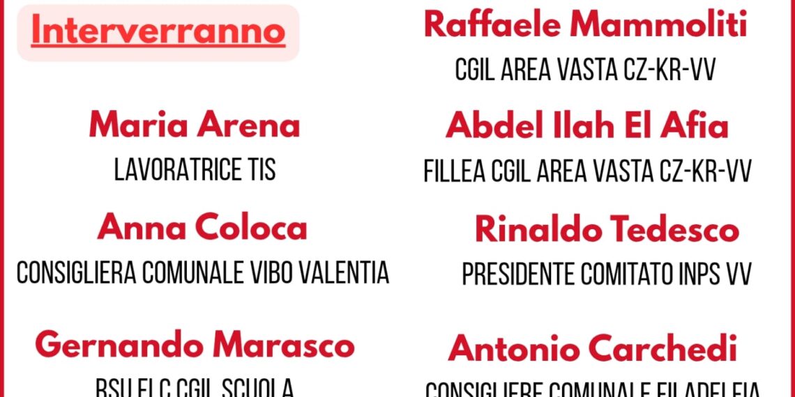 Diritti, lavoro, politiche sociali: confronto pubblico a Vibo Valentia in vista dello sciopero generale del 12 dicembre 1 Diritti, lavoro, politiche sociali: confronto pubblico a Vibo Valentia in vista dello sciopero generale del 12 dicembre