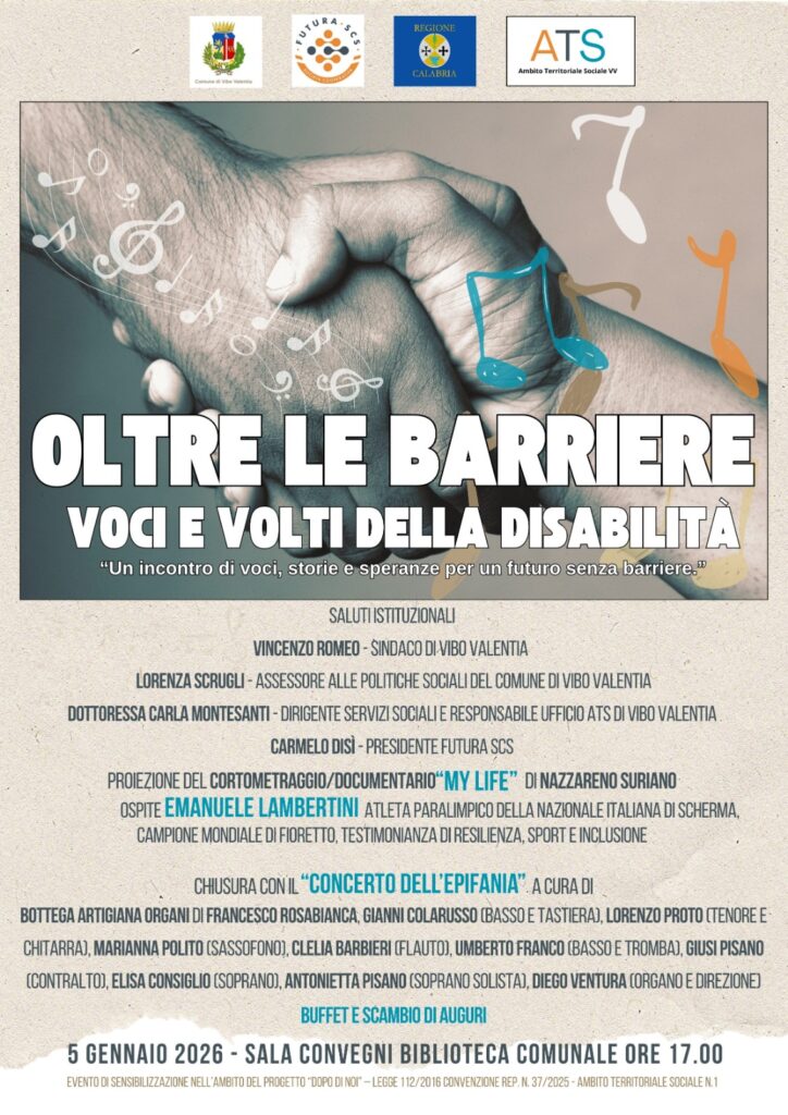 “Oltre le barriere. Voci e volti della disabilità”: un evento per sensibilizzare e costruire inclusione 2 Locandina oltre le barriere