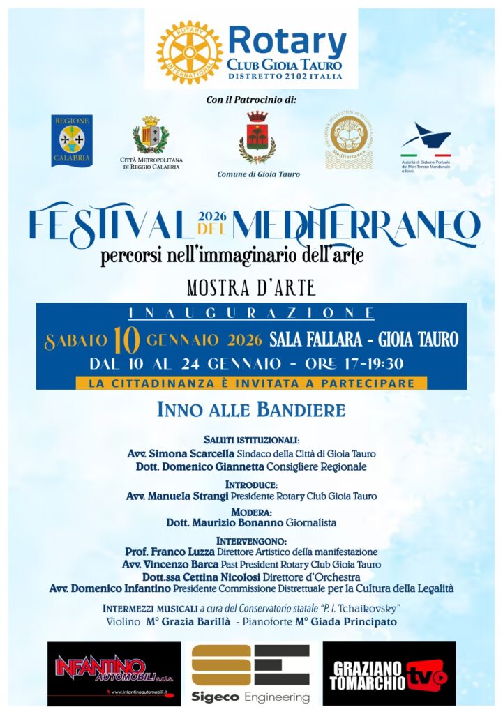 Gioia Tauro, al via il Festival del Mediterraneo 2026: arte, musica e cultura alla Sala Fallara 2 WhatsApp Image 2026 01 08 at 12.58.55