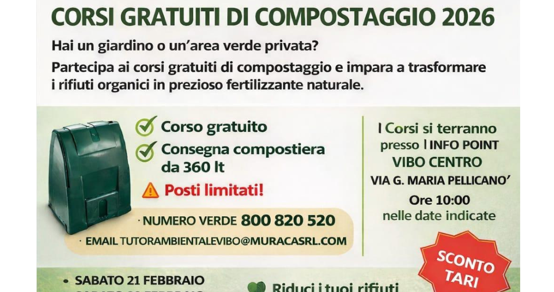 Vibo Valentia, Comune e Muraca lanciano i corsi gratuiti di compostaggio domestico