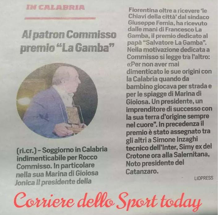 L'addio a Rocco Commisso e il ricordo del Premio Sportivo “Salvatore La Gamba” (VIDEO) 2 d5e64f78 cc67 4ce9 a7d2 742999030e55