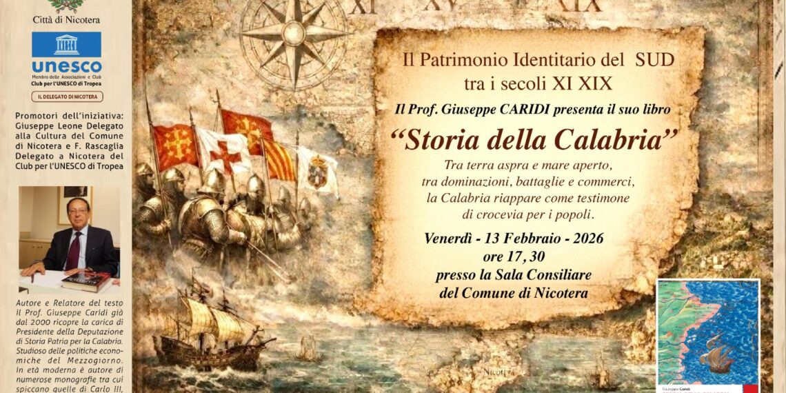 Il Club per l’ UNESCO di Tropea presenta la “Storia della Calabria” di Giuseppe Caridi a Nicotera