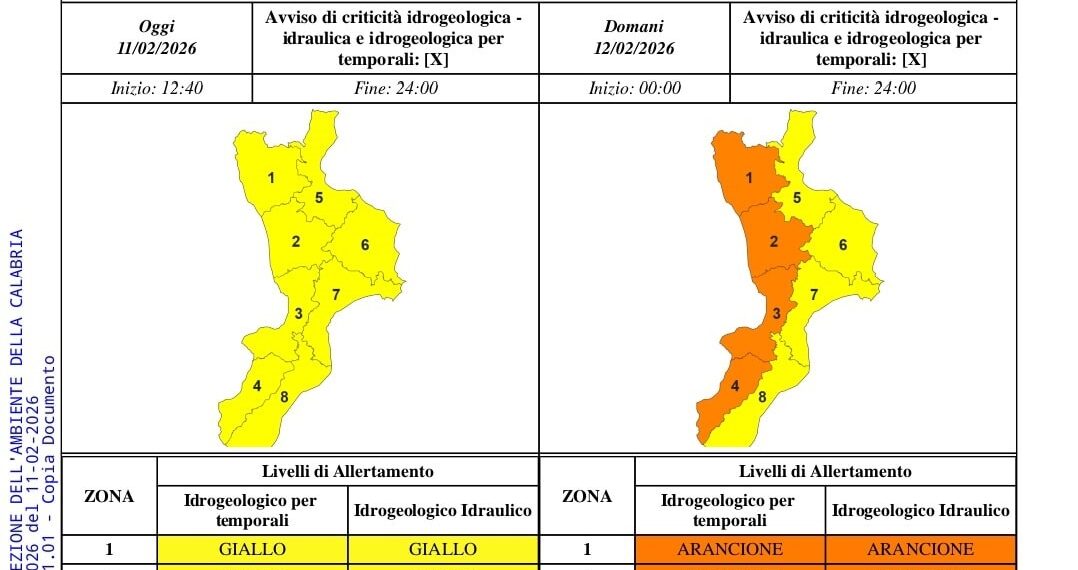 Ancora un allerta meteo per la Calabria Tirrenica