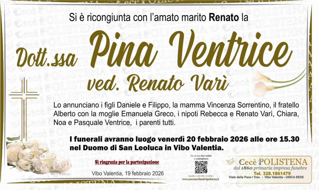 Una storia d'amore che si ricompone in Cielo. Vibo Valentia piange una donna molto stimata 2 WhatsApp Image 2026 02 19 at 17.10.11